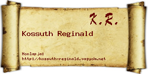 Kossuth Reginald névjegykártya